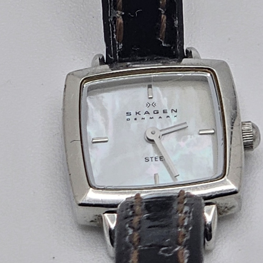 Skagen Womens 245SSLBR Watch Mother Of Pearl Dial Mid Century Modern